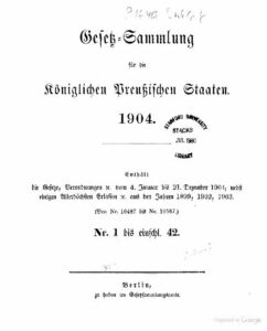 Gesetz-Sammlung für die Königlichen Preußischen Staaten – Jahrgang 1904