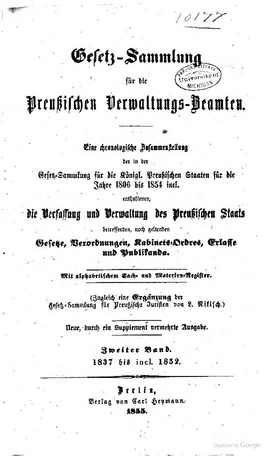 Zweiter Band und Supplement 1837 bis incl. 1854