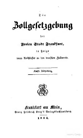 6. Band Die gesammte Zollgesetzgebung – 5. Abtheilung – 1853