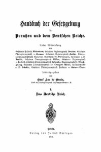 Handbuch der Gesetzgebung in Preussen und dem Deutschen Reiche 1