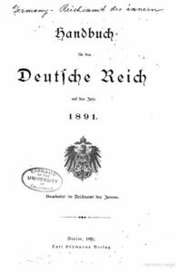 Handbuch für das deutsche Reich – Jahrgang 1891