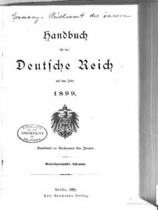 Handbuch für das deutsche Reich – Jahrgang 1899