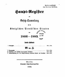 Haupt-Register zur Gesetz-Sammlung für die königlichen Preußischen Staaten von 1806-1883 – Zweiter Halbband, M-Z