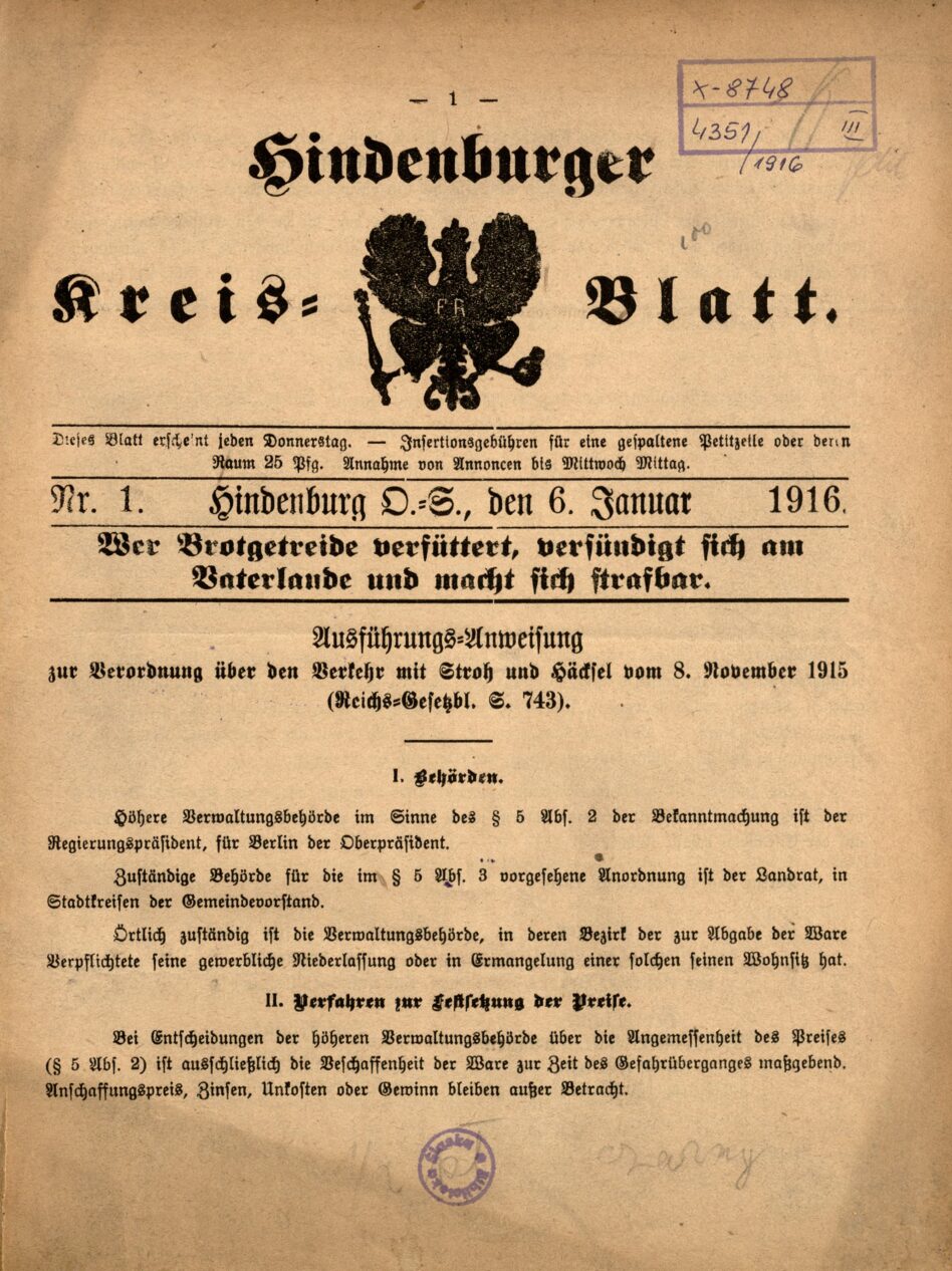 Hindenburger Kreis-Blatt - 1916