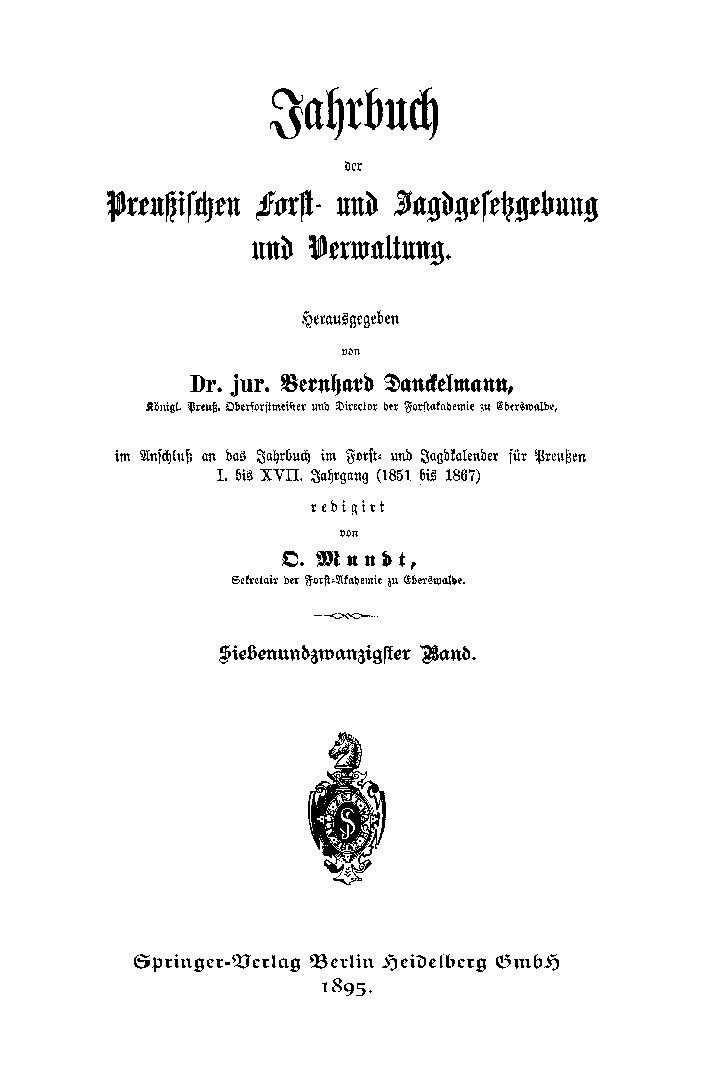 Jahrbuch der Preußischen Forst und Jagdgesetzgebung und Verwaltung 27.Band - 1895