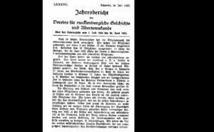 Jahresbericht des Vereins für mecklenburgische Geschichte und Altertumskunde - über das Vereinsjahr vom 1.Juli 1922 bis 30.Juni 1923 - Schwerin 1.Juli 1923