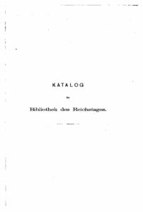 Katalog der Bibliothek des Reichstages – 2. Band – 1896