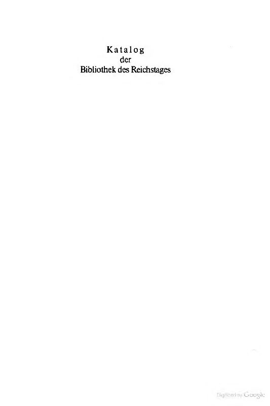 Katalog der Bibliothek des Reichstages - Zugangsverzeichnis 3 - 1901