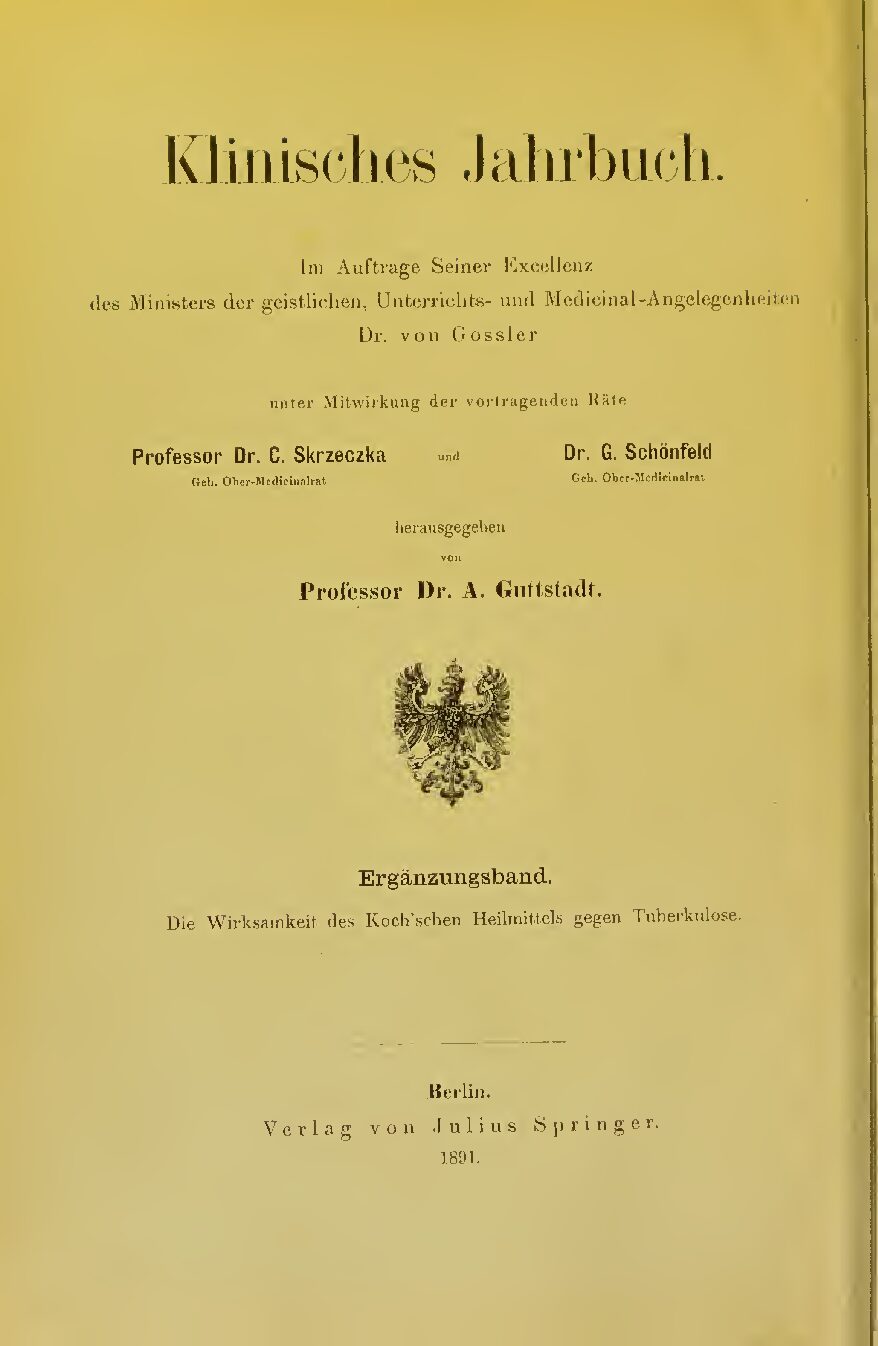 Klinisches Jahrbuch - Ergänzungsband - 1891