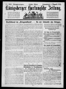 Königsberger Zeitung Nr. 355 - 01.08.1914