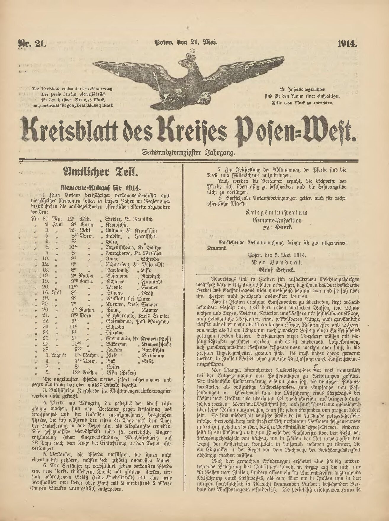 Kreis-Blatt des Kreises Posen-West - 1914