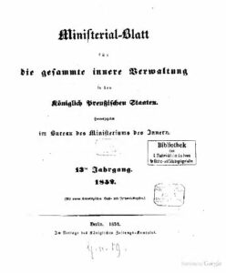 Ministerial-Blatt für die gesammte innere Verwaltung in den Königlich Preußischen Staaten 13. Jahrgang - 1852