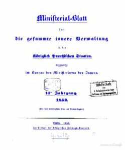 Ministerial-Blatt für die gesammte innere Verwaltung in den Königlich Preußischen Staaten 14. Jahrgang - 1853