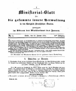 Ministerial-Blatt für die gesammte innere Verwaltung in den Königlich Preußischen Staaten 15. Jahrgang - 1854