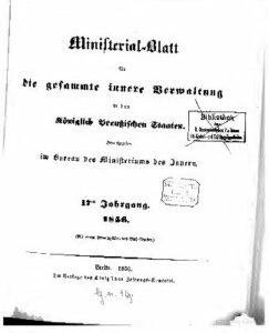Ministerial-Blatt für die gesammte innere Verwaltung in den Königlich Preußischen Staaten 17. Jahrgang - 1856