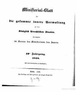 Ministerial-Blatt für die gesammte innere Verwaltung in den Königlich Preußischen Staaten 19. Jahrgang - 1858