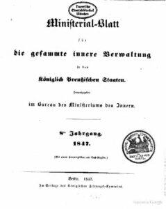 Ministerial-Blatt für die gesammte innere Verwaltung in den Königlich Preußischen Staaten 8. Jahrgang - 1847