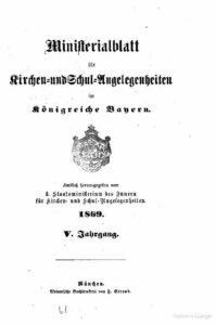 Ministerialblatt für Kirchen- und Schul-Angelegenheiten im Königreiche Bayern - 1869 - V.Jahrgang
