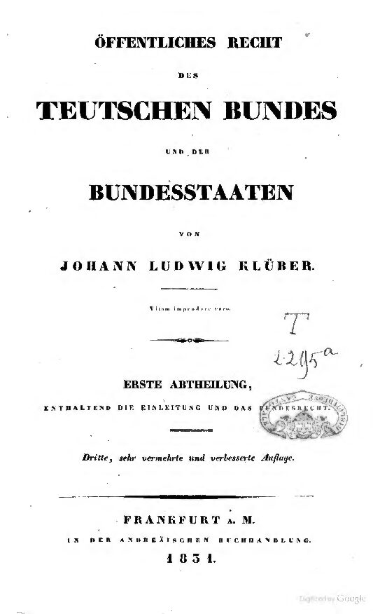 Öffentliches Recht des Teutschen Bundes und der Bundesstaaten - 1831