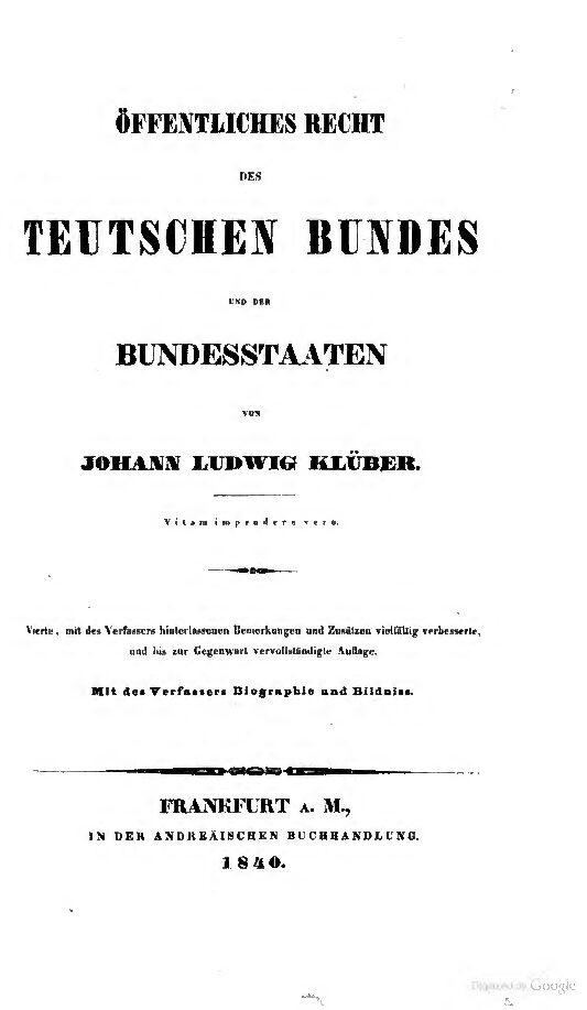 Öffentliches Recht des Teutschen Bundes und der Bundesstaaten - 1840