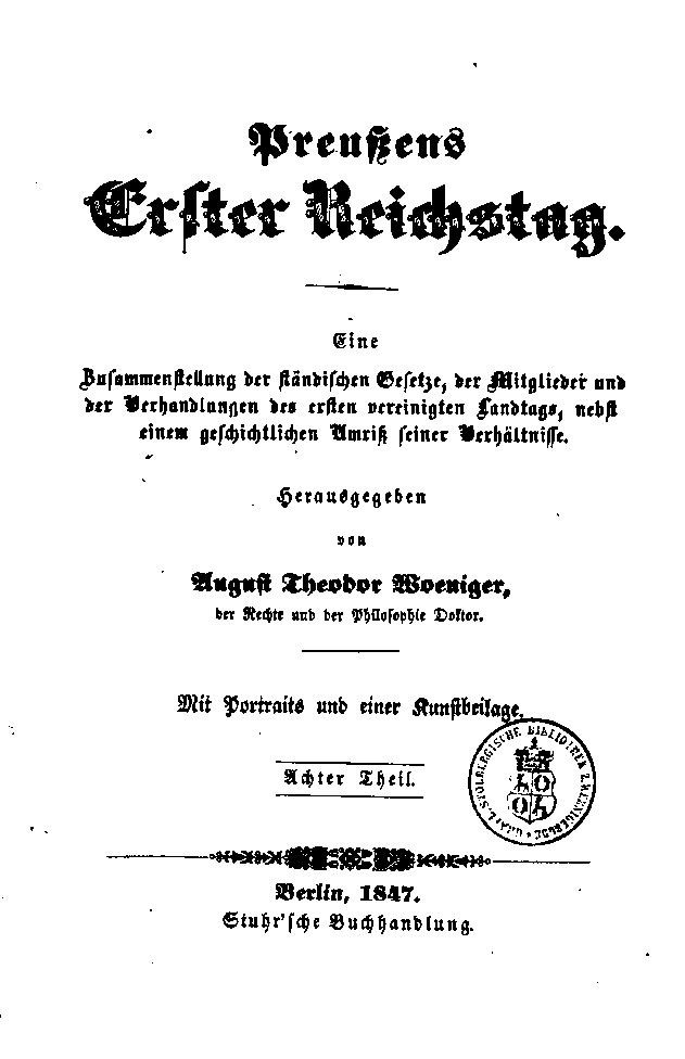 Preußens erster Reichstag - 8. Teil - 1847
