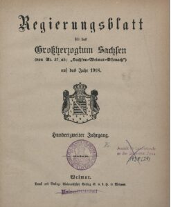 Regierungsblatt für das Grossherzogtum Sachsen - 1918