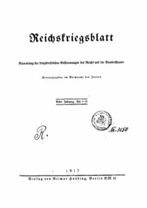 Reichskriegsblatt – Band 1: Heft 1 – 18