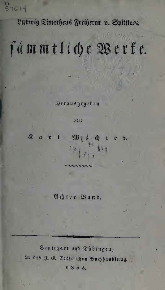 Sämtliche Werke 8. Band - vermischte Schriften über Theologie, Kirchengeschichte und Kirchenrecht - Erster Band - 1835