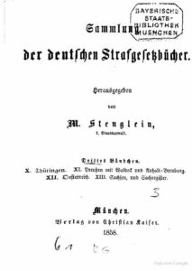 Sammlung der deutschen Strafgesetzbücher - Drittes Bändchen - 1858