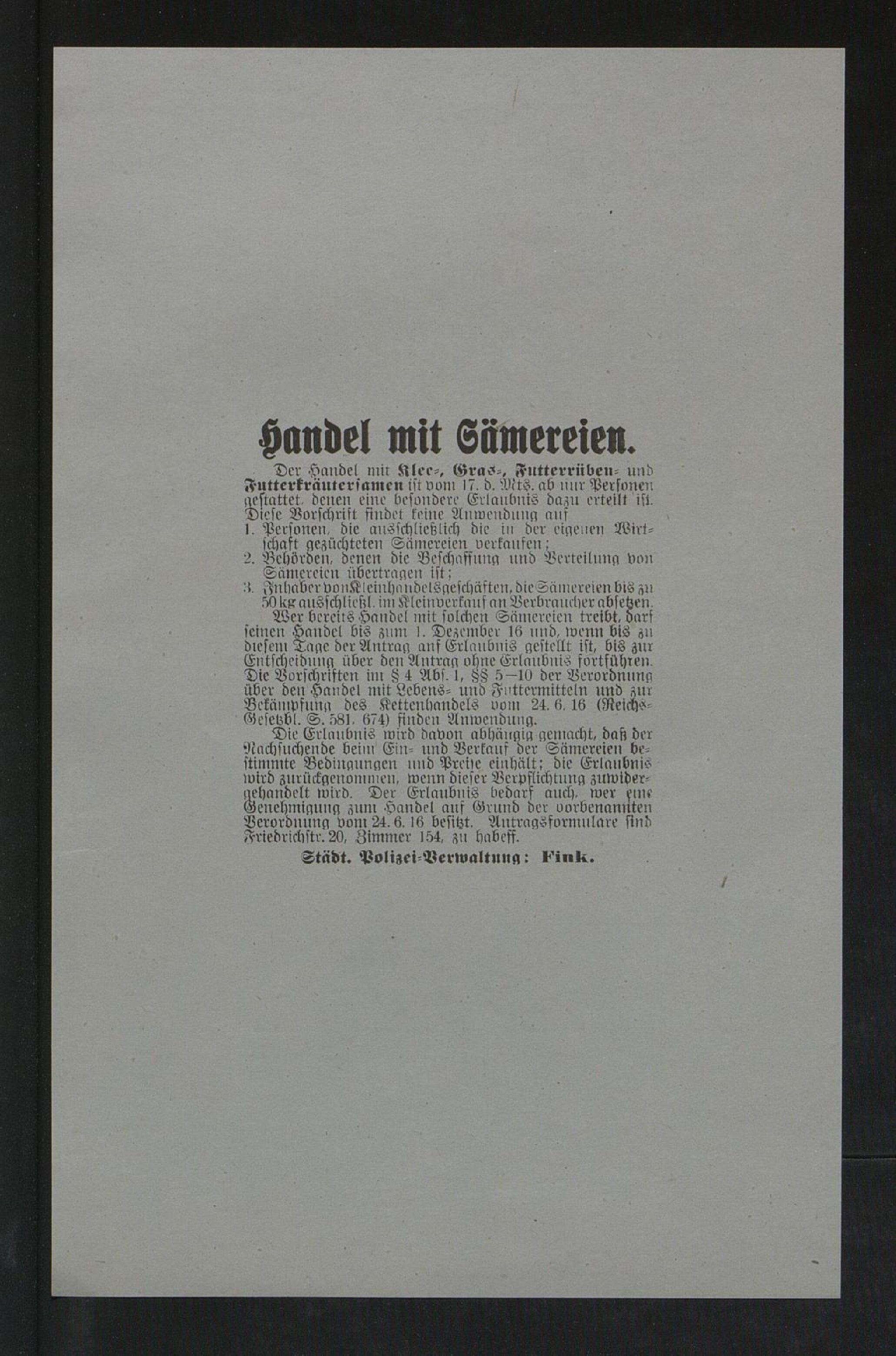 Schriftstücke-Unterlagen des X. Armeekorps - Handel, Beschlagnahme, Lebensmittelversorgung - Verordnungen, Bekanntmachungen, Formulare u. Drucke - 1915
