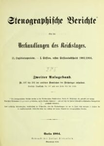 Stenographische Berichte über die Verhandlungen des Reichstags 11. Legislaturperiode - I.Session 1903-04 - 2. Anlagenband 1904