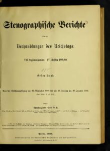 Stenographische Berichte über die Verhandlungen des Deutschen Reichstags 7. Legislaturperiode - IV. Session 1888-89 - 1. Band 1889
