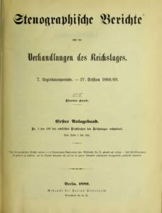 Stenographische Berichte über die Verhandlungen des Deutschen Reichstags 7. Legislaturperiode - IV. Session 1888-89 - 4. Band - 1. Anlageband 1889