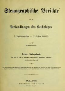 Stenographische Berichte über die Verhandlungen des Deutschen Reichstags 7. Legislaturperiode - IV. Session 1888-89 - 6. Band - 3. Anlageband 1889