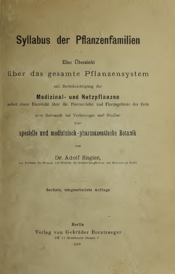 Syllabus der Pflanzenfamilien - Eine Übersicht über das gesamte Pflanzensystem mit Berücksichtigung der Medizinal- und Nutzpflanzen - 1909