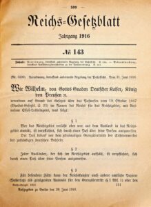 Verordnung der Paßpflicht vom 21. Juni 1916
