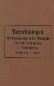 Verordnungen des kommandierenden Generals für den Bereich des VII Armeekorps - 1914-15