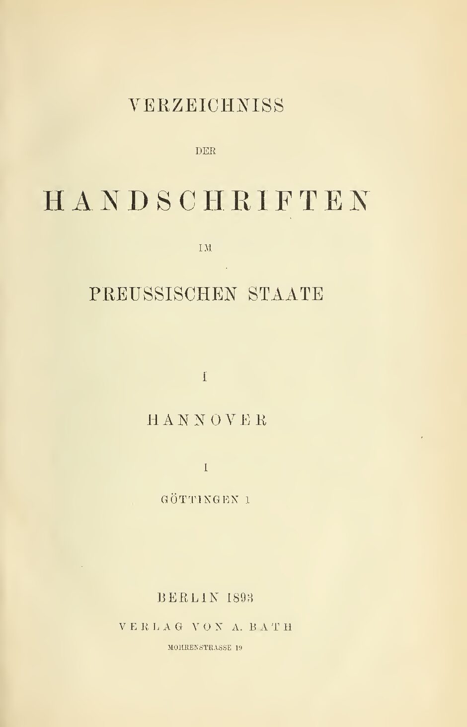 Verzeichniss der Handschriften im Oreußischen Staate Band 1 - 1893