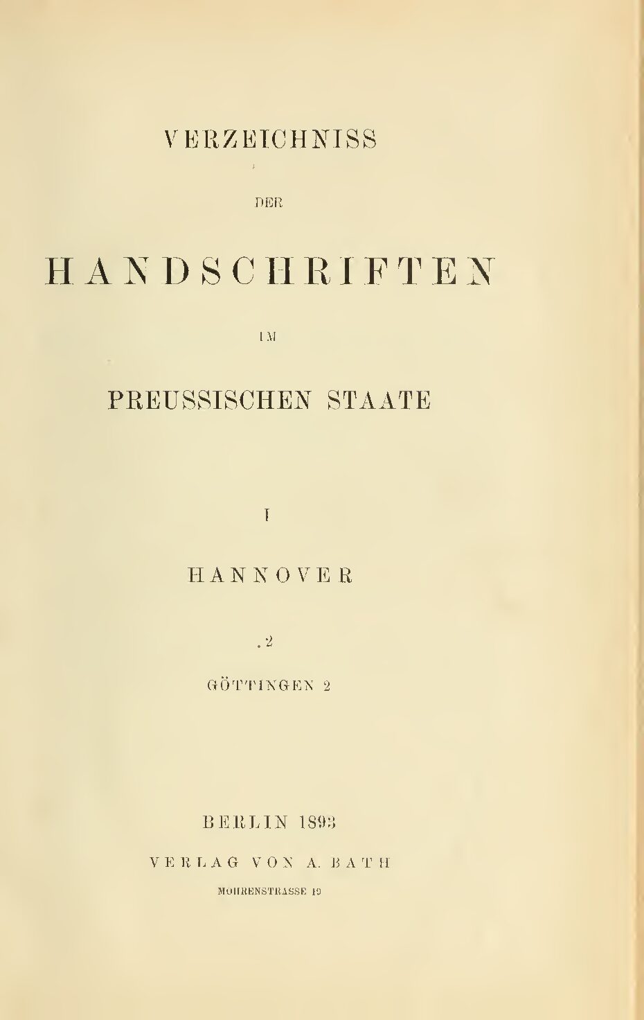 Verzeichniss der Handschriften im Oreußischen Staate Band 2 - 1893
