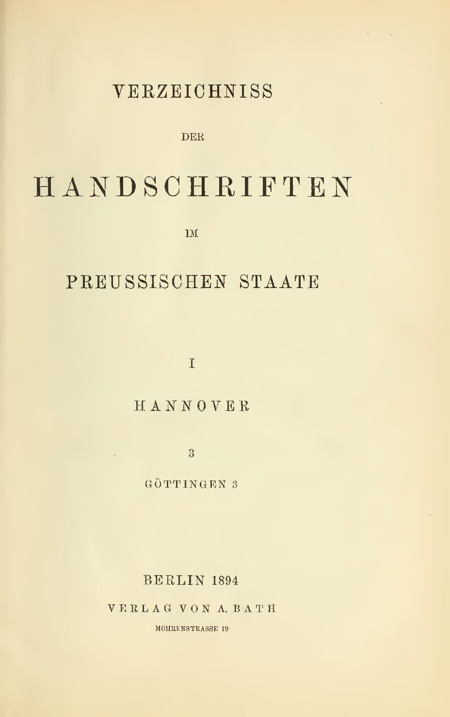 Verzeichniss der Handschriften im Oreußischen Staate Band 3 - 1894