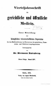 Virteljahrsschrift für gerichtliche Medicin und öffentliches Sanitätswesen Neue Folge 15. Band - 1871