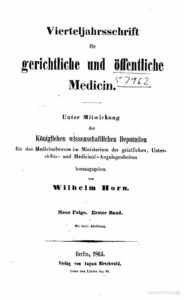 Virteljahrsschrift für gerichtliche und öffentliche Medicin Neue Folge 1. Band - 1864