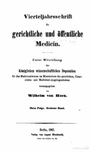Virteljahrsschrift für gerichtliche und öffentliche Medicin Neue Folge 6. Band - 1867