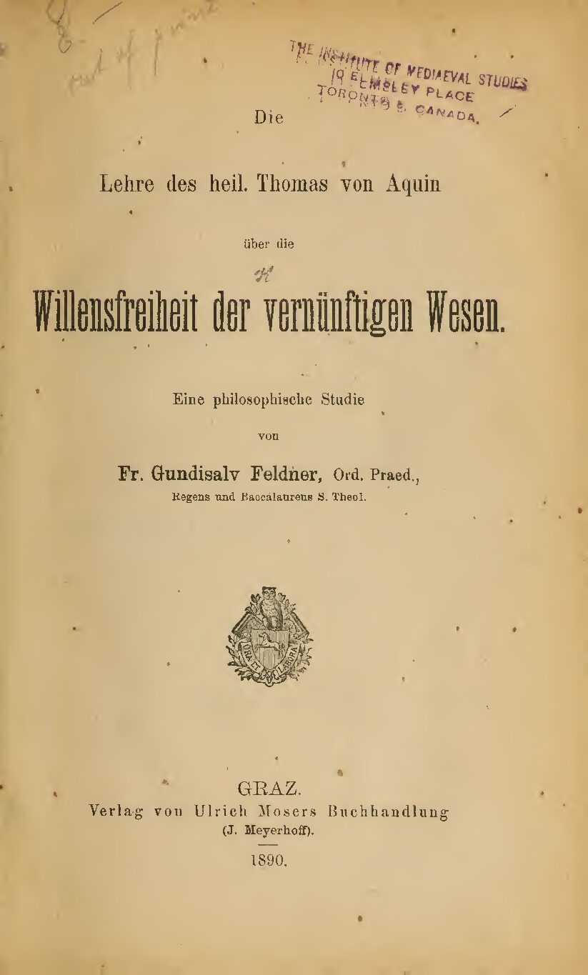 Willensfreiheit der vernünftigen Wesen - 1890