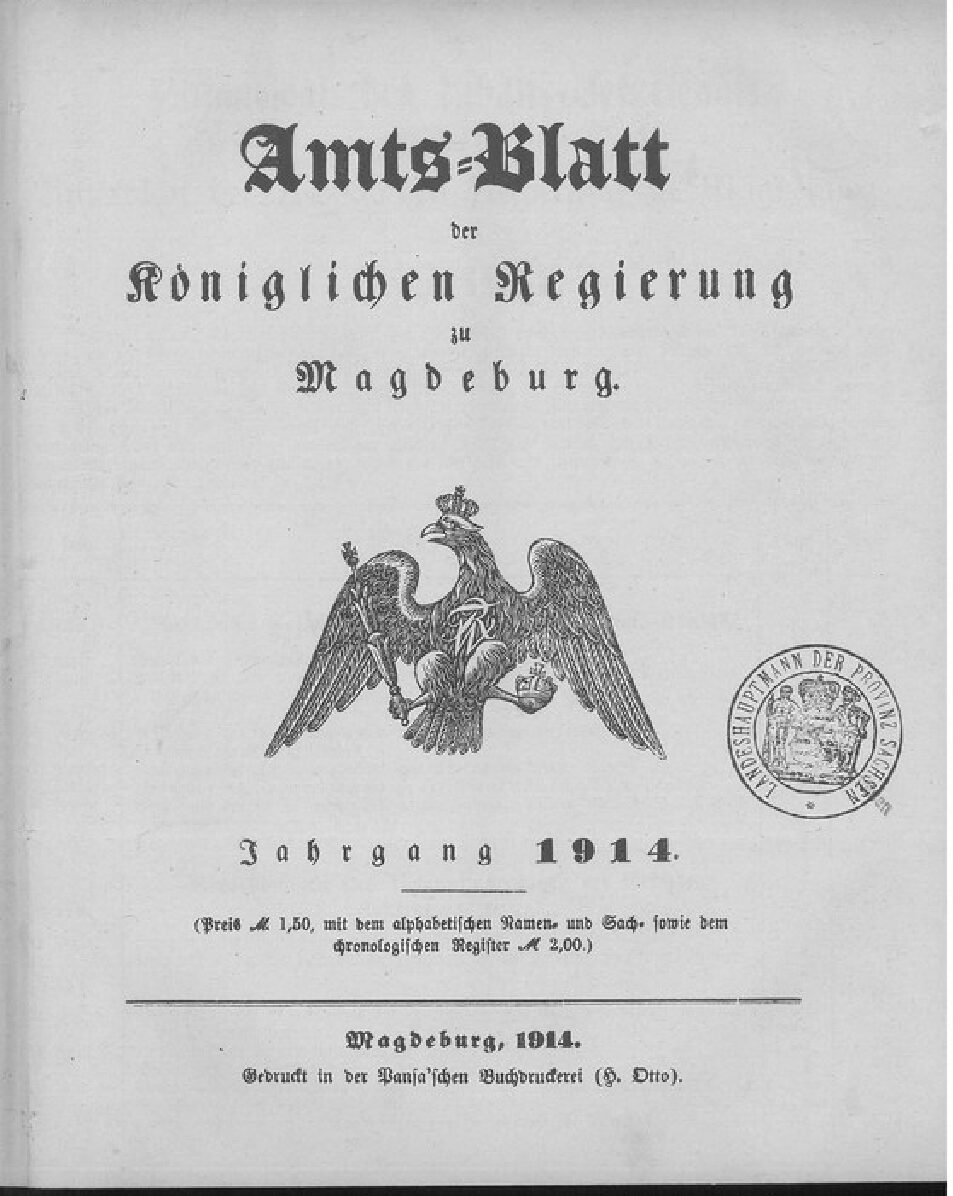 Amts-Blatt der Regierung zu Magdeburg - 1914