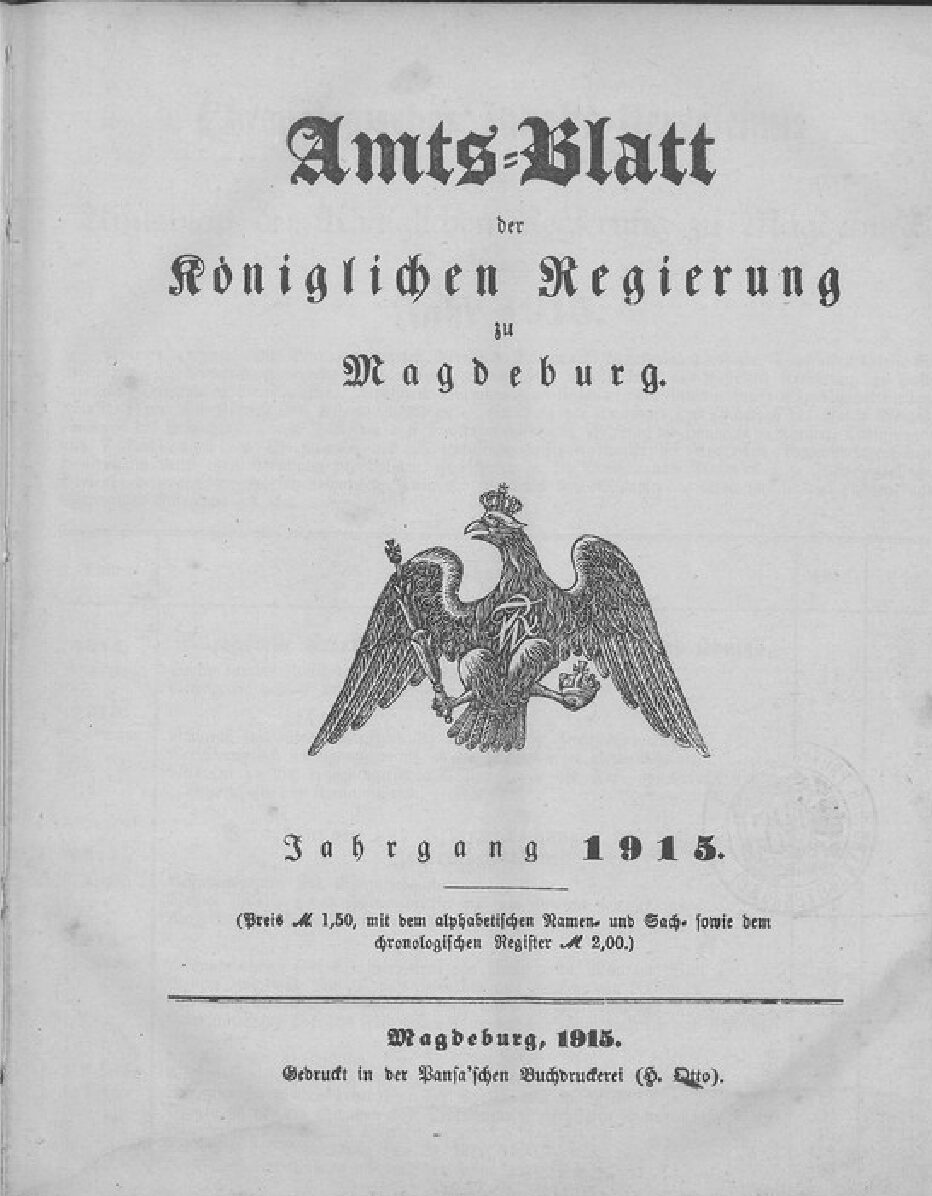 Amts-Blatt der Regierung zu Magdeburg - 1915