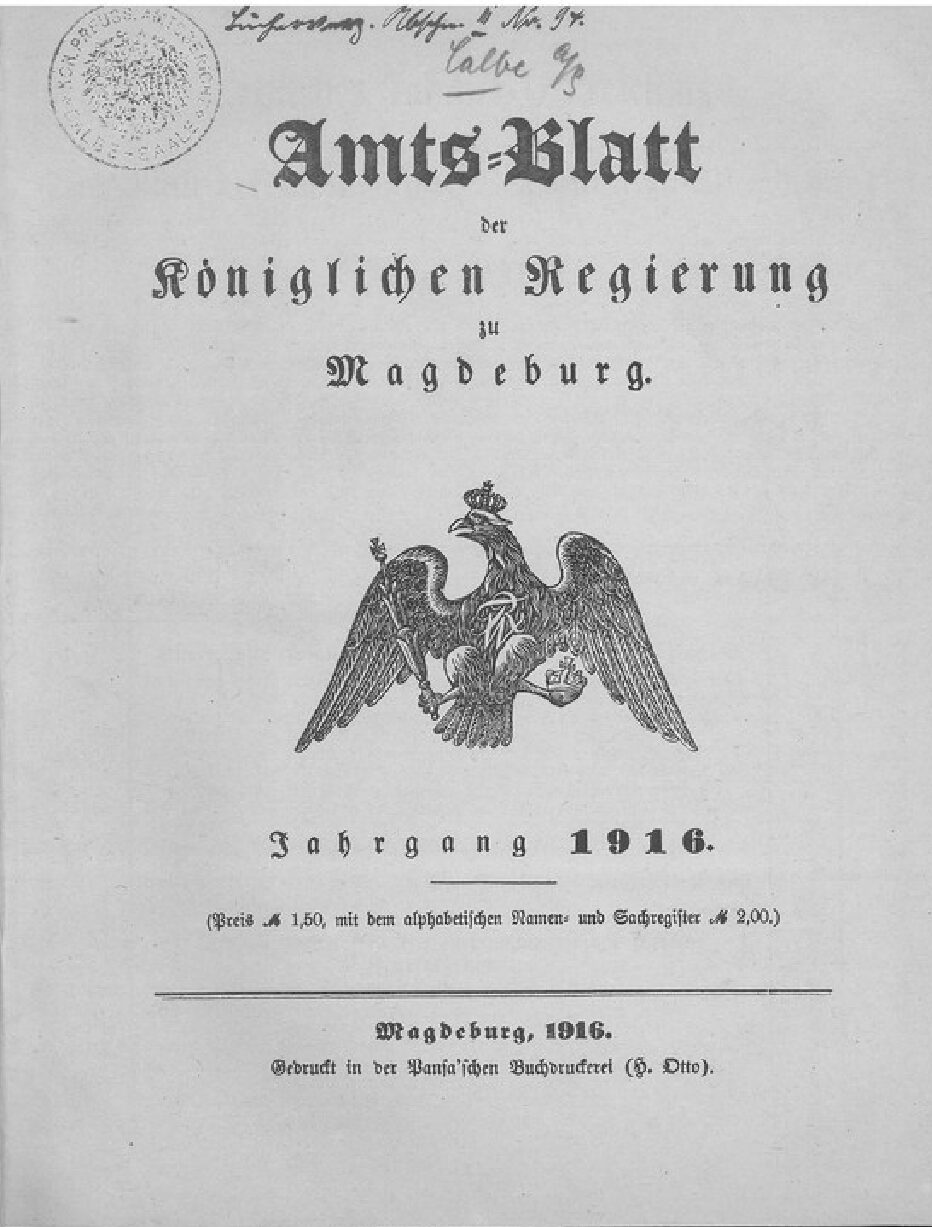 Amts-Blatt der Regierung zu Magdeburg - 1916