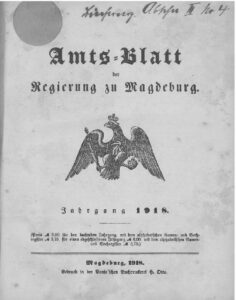 Amts-Blatt der Regierung zu Magdeburg – 1918