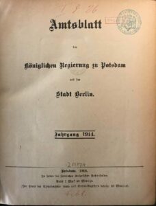 Amtsblatt der Königlichen Regierung zu Potsdam und der Stadt Berlin – Jahrgang 1914