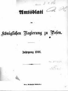 Amtsblatt der königlichen Regierung zu Posen - 1906